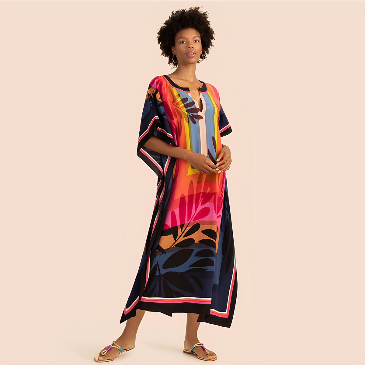 Kaftan Saída de Praia Colorido - REBEL