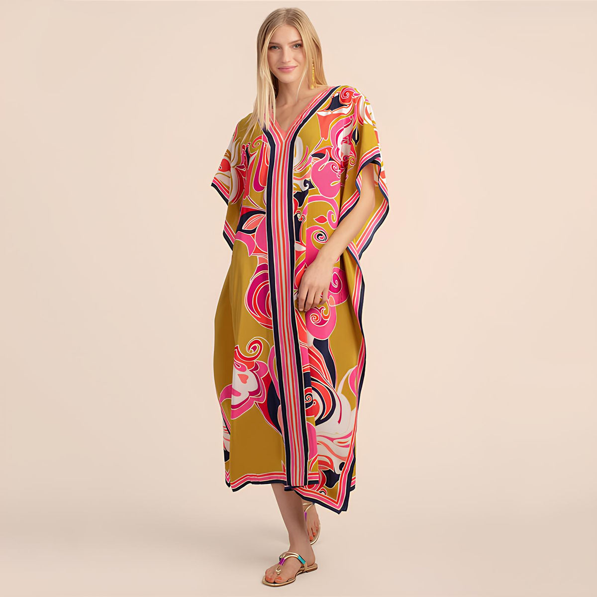 Kaftan Saída de Praia Colorido - REBEL