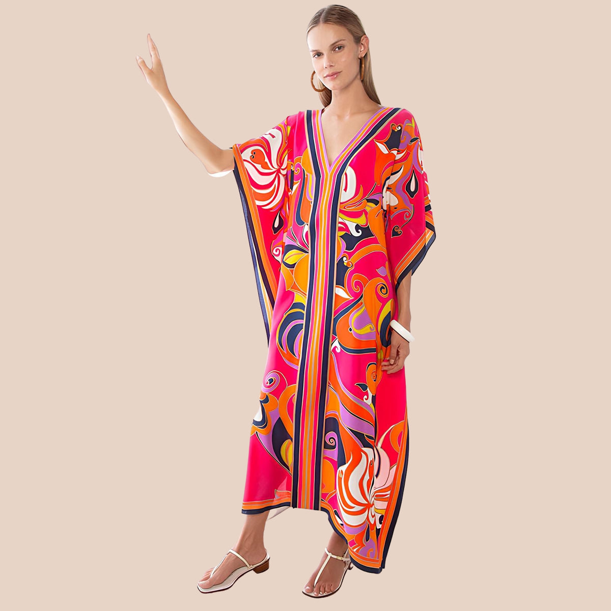 Kaftan Saída de Praia Colorido - REBEL